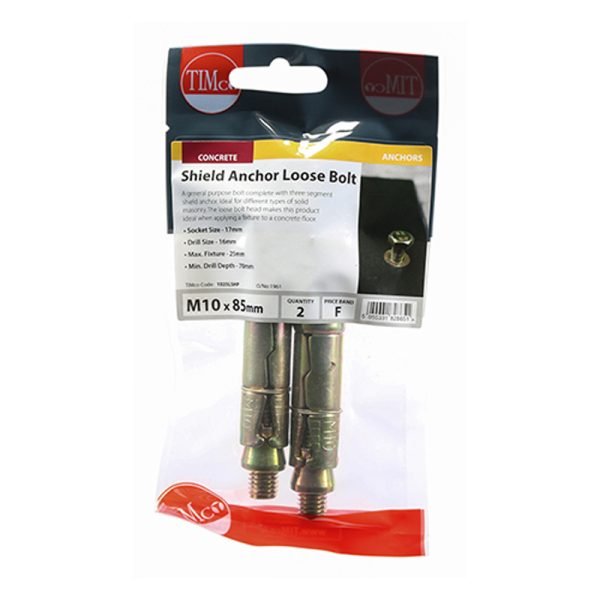 Shield Anchor Loose Bolts - Yellow - M10 (2 Pack)