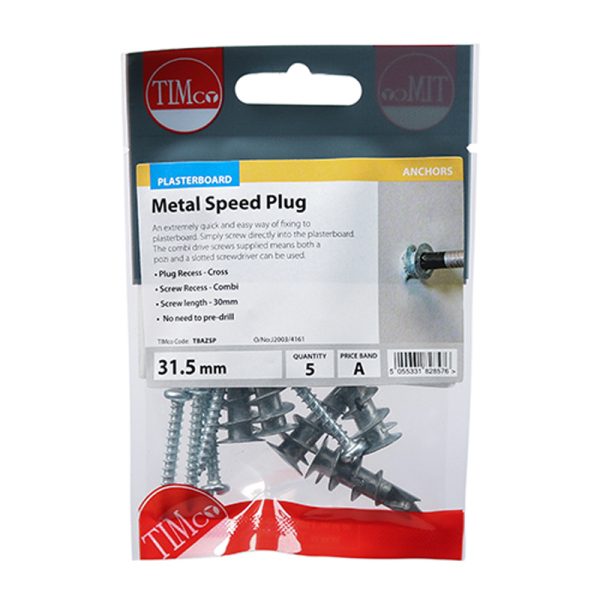 Metal Speed Plugs & Screws - Zinc - 31.5mm (5 Pack)