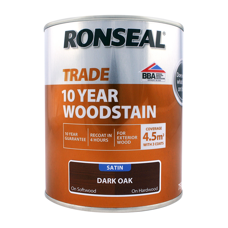 Ronseal Trade 10 Year Woodstain - Satin Dark Oak (750ml)