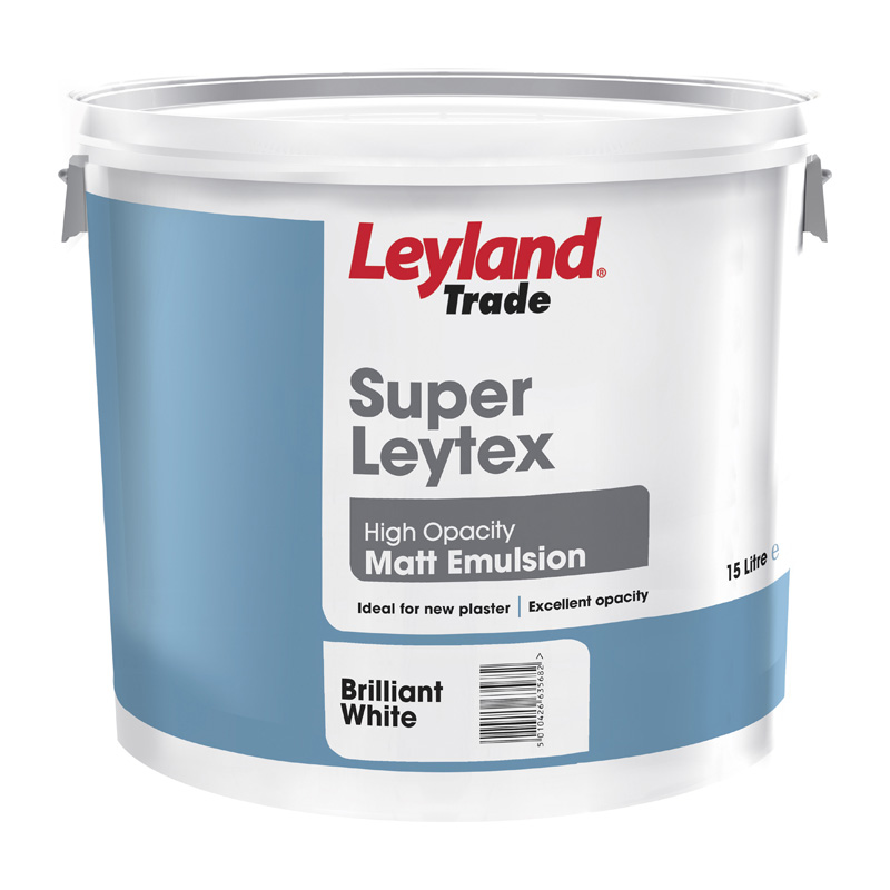 Leyland Trade Super Leytex High Opacity Matt Paint – Brilliant White (15L)