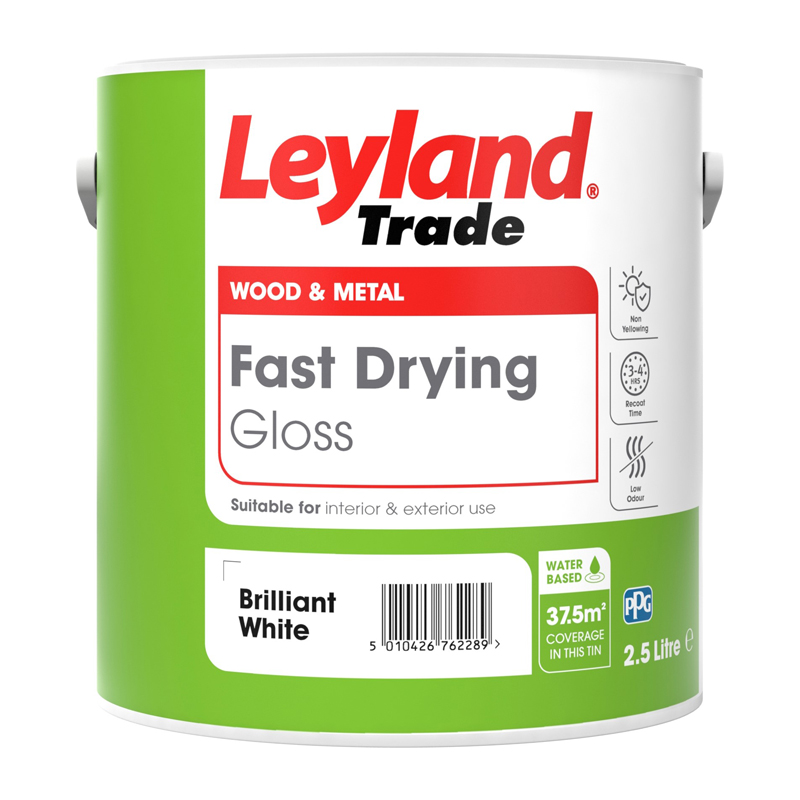 Leyland Trade Fast Drying Gloss Paint – Brilliant White (2.5L)