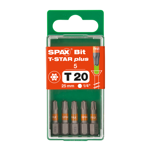 Spax T20 T-Star Plus 25mm Screwdriver Bits (5 Pack)