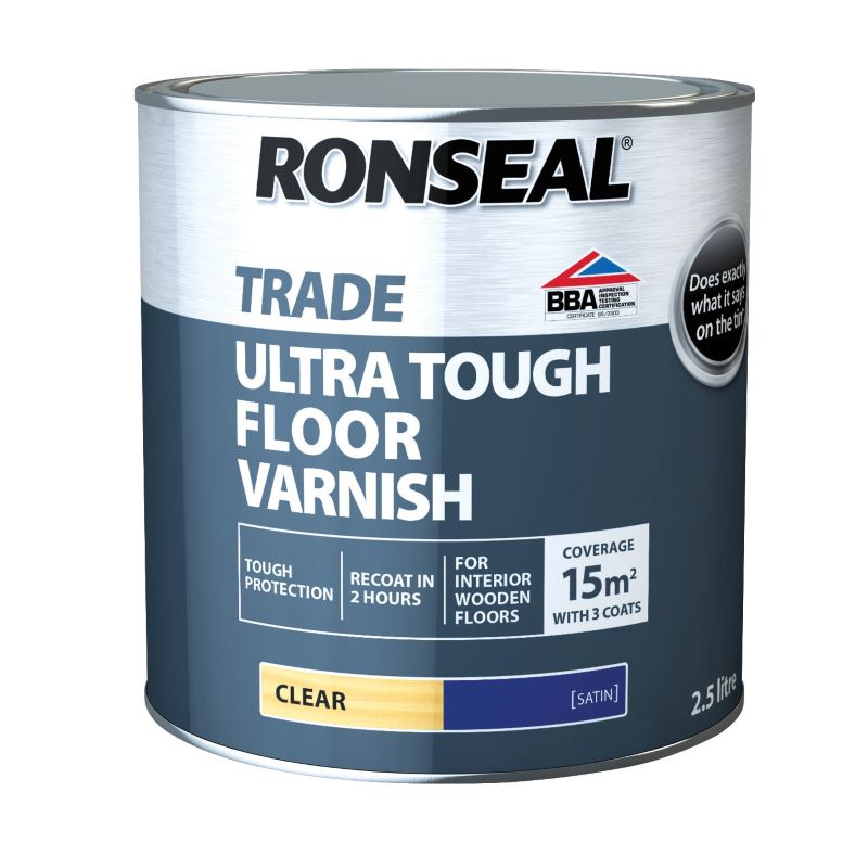Ronseal Trade Ultra Tough Floor Varnish – Clear Satin (2.5L)