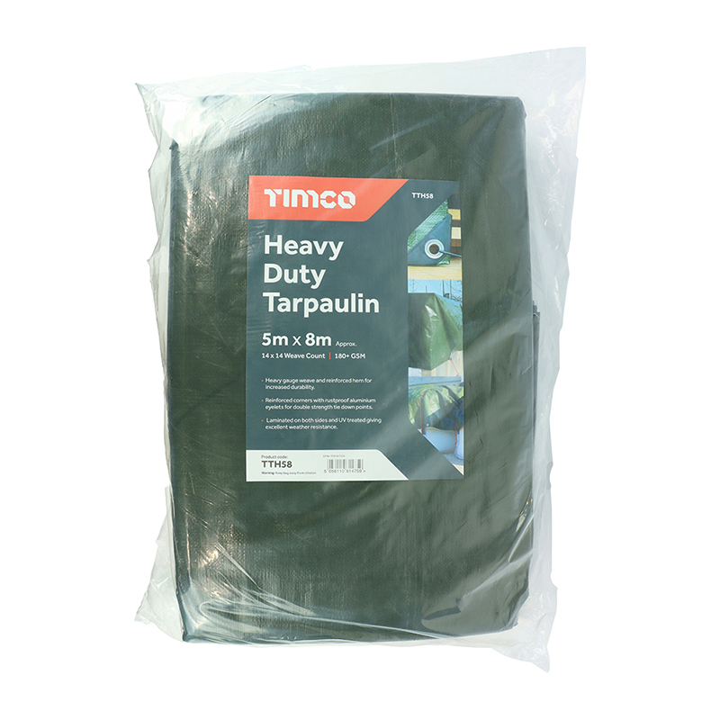Heavy-Duty Tarpaulin - Green 5m x 8m