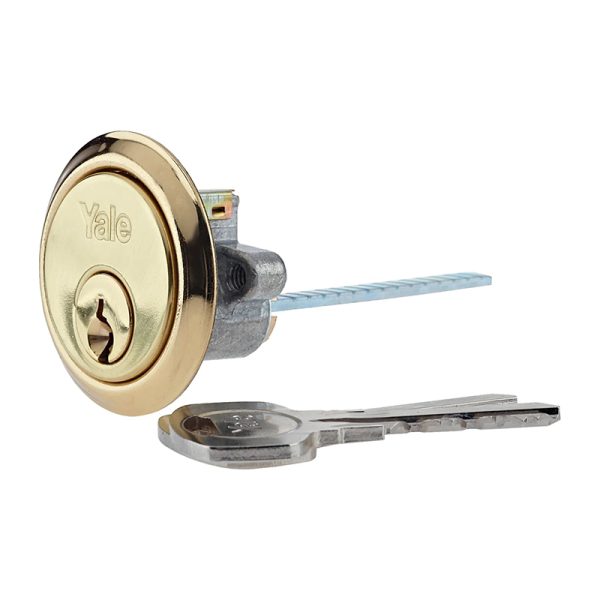 Yale Rim Cylinder 1109 Replacement with 4 Keys - Polished Brass