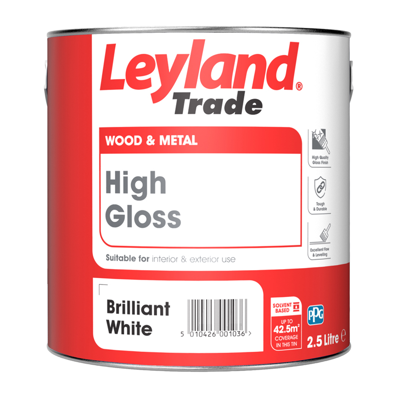 Leyland Trade High Gloss Paint – Brilliant White (2.5L)