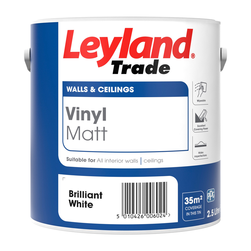 Leyland Trade Vinyl Matt Paint – Brilliant White (2.5L)