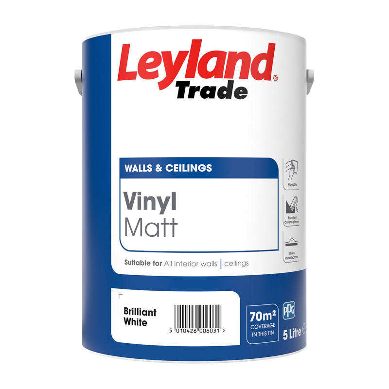 Leyland Trade Vinyl Matt Paint – Brilliant White (5L)