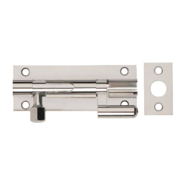 Union Necked Barrel Bolt Lock 76mm x 25mm - Polished Chrome