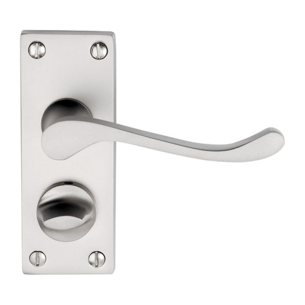 Union Victorian Scroll Short Lever Privacy Furniture - Polished Chrome