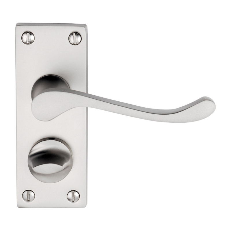 Union Victorian Scroll Short Lever Privacy Furniture - Polished Chrome