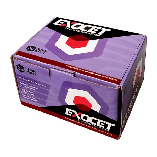 Exocet 50mm Brad Nails Galvanised Straight (2000 Pack + 2 Fuel Cells)