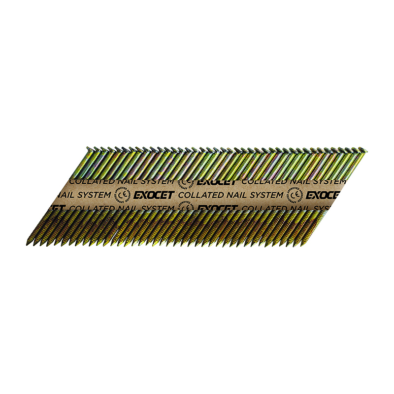 Exocet 2.8 x 63mm Gun Nails Electro Galvanised Angled (1100 Pack + Fuel Cell)