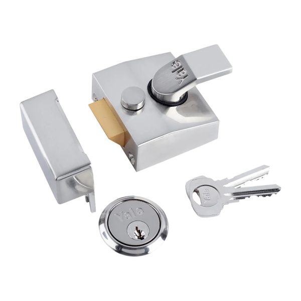 Yale Deadlocking Nightlatch 40mm Backset P85 - Satin Chrome