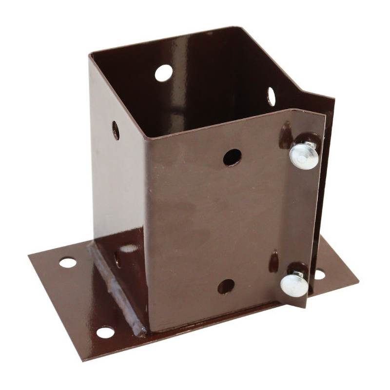 Perry Flush-Fit Bolt Down Fence Post Support – Brown (Bolt Grip for 100mm x 100mm Posts)