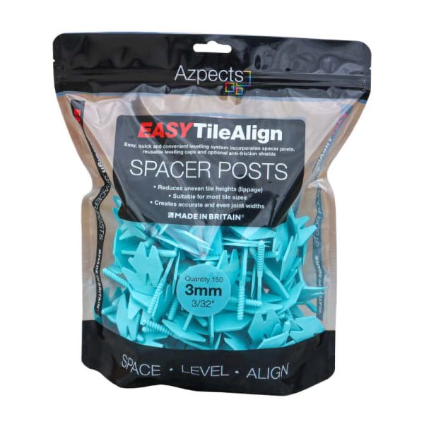 Azpects EASYTileAlign Spacer Posts 3mm Blue(150 Pack)