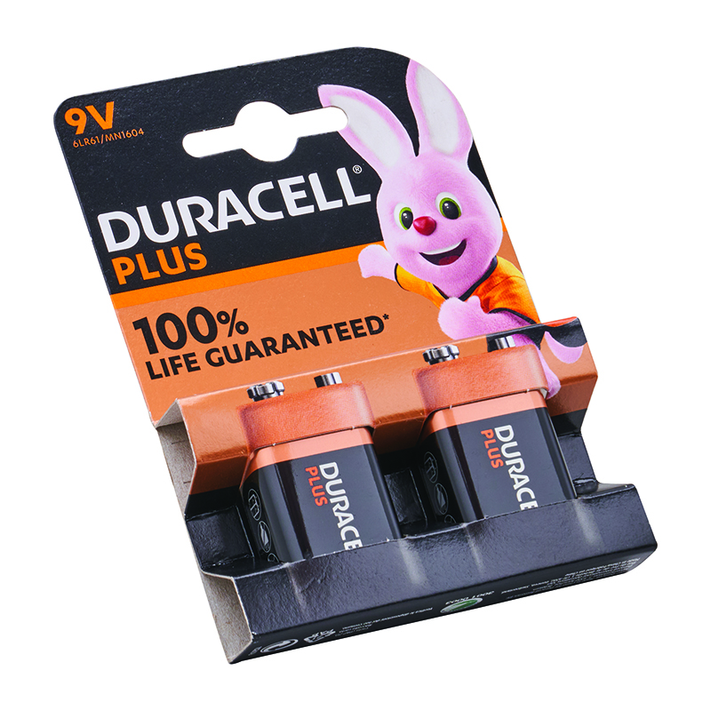 Duracell 9V – Alkaline Batteries (2 Pack)