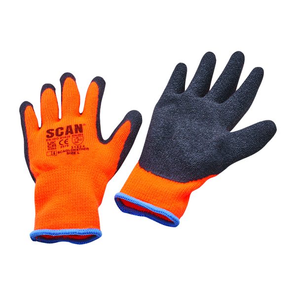 Scan Knitshell Thermal Latex Gloves - Orange/Black Size 9/Large (3 Pairs)