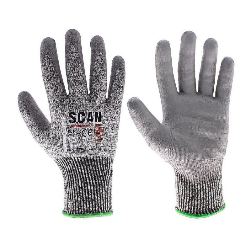 Scan Safety Cut D PU Palm Grip Gloves – Grey Size 10 (XL)